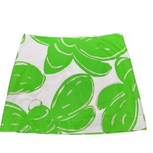 LILLY PULITZER White/Green Skirt Fully Lined. Size 4